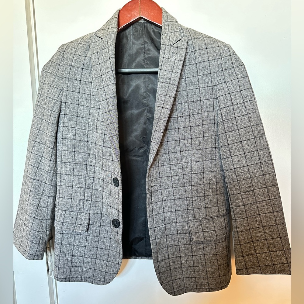 Calvin Klein Sz 8 Gray Windowpane Blazer.